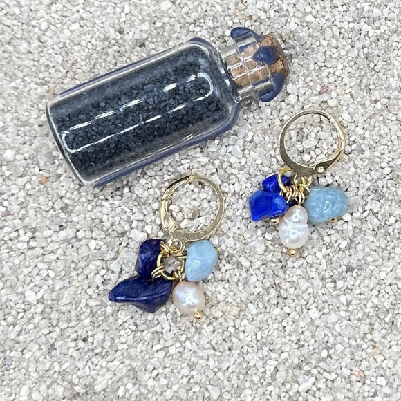 Alquimia Blue and Gold Earrings - Picture 1 of 7